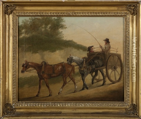 Two Farmers With A Horse-drawn Cart Oil Painting - John Francis Sartorius