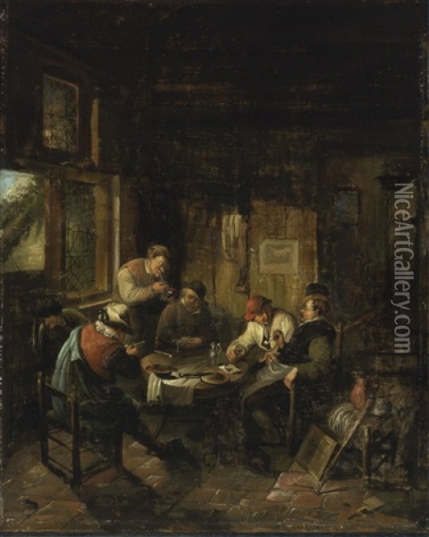 Interior Scene In An Inn Oil Painting - Adriaen Jansz van Ostade