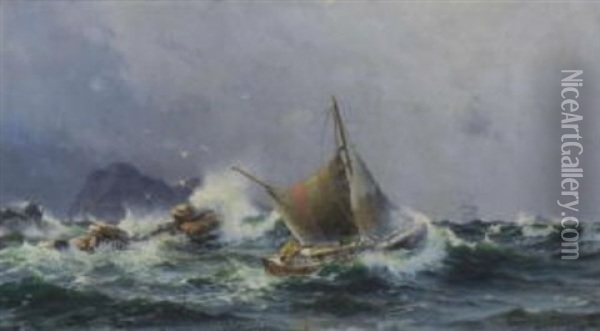 Fischer In Sturmischer See Oil Painting - Herman Gustav af Sillen