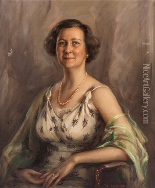 Portrait Of A Woman Oil Painting - Nikolai Vasilievich Kharitonov