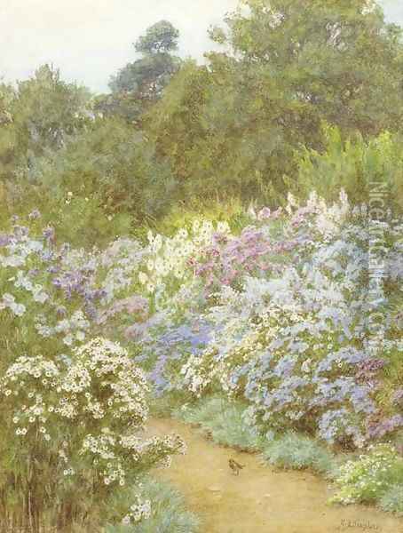 Michaelmas Daisies, Munstead Wood, Godalming, Surrey Oil Painting - Helen Mary Elizabeth Allingham