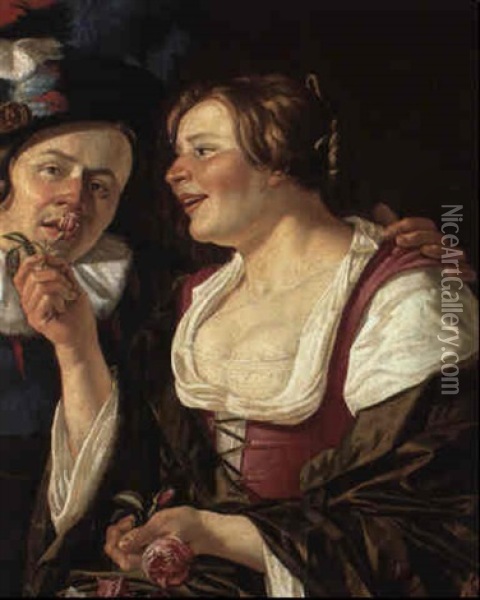 Allegory Of The Sense Of Smell Oil Painting - Christian van Couwenbergh