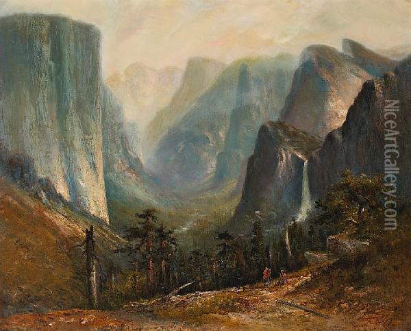 A View Of The Yosemite Valley Oil Painting - Hugo Anton Fisher