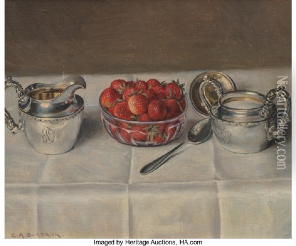 Still Life With Strawberries Oil Painting - Elbridge Ayer Burbank