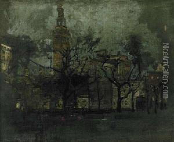 Evening At Madison Square Oil Painting - Paul Cornoyer