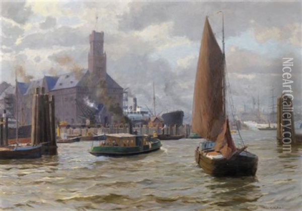 Hamburger Hafen Oil Painting - Paul Kutscha