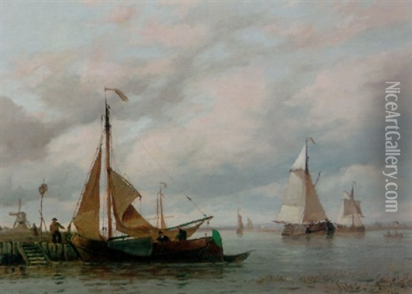 An Estuary View Oil Painting - Richard Henry Nibbs