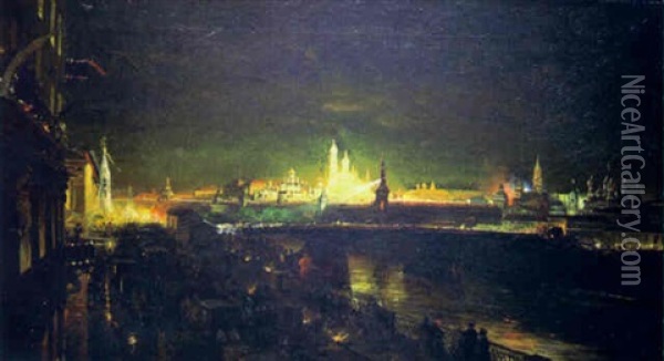 Alexander Den Iii Kroningsfest Oil Painting - Yuliy Yulevich (Julius) Klever