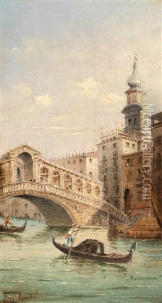 Rialtobruck In Venedig Oil Painting - Marco Grubas