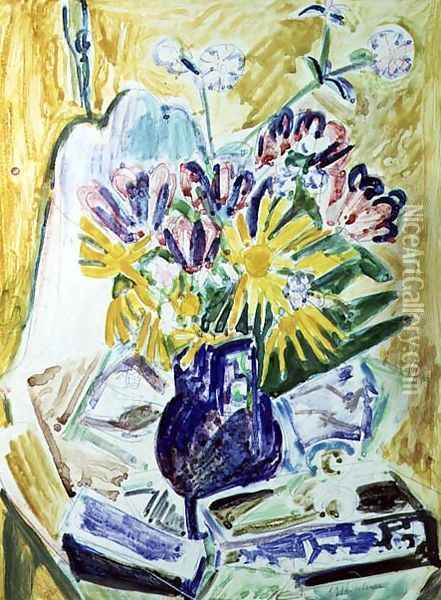 Flowers in a Vase Oil Painting - Ernst Ludwig Kirchner