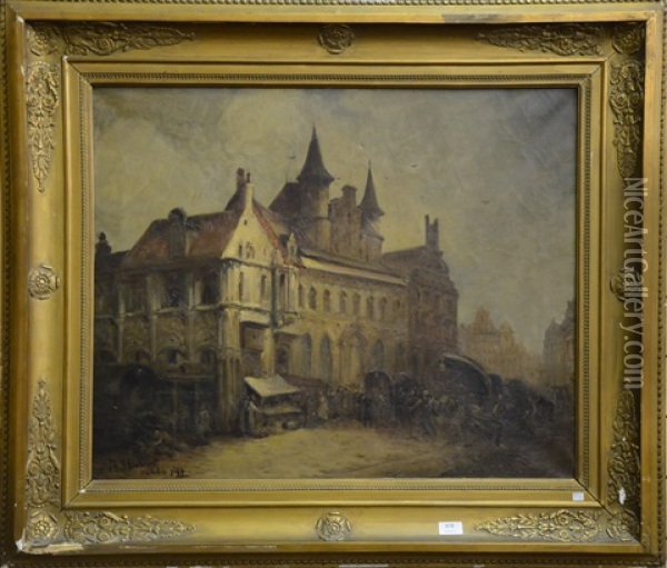 Place Animee A Malines Oil Painting - Francois Stroobant