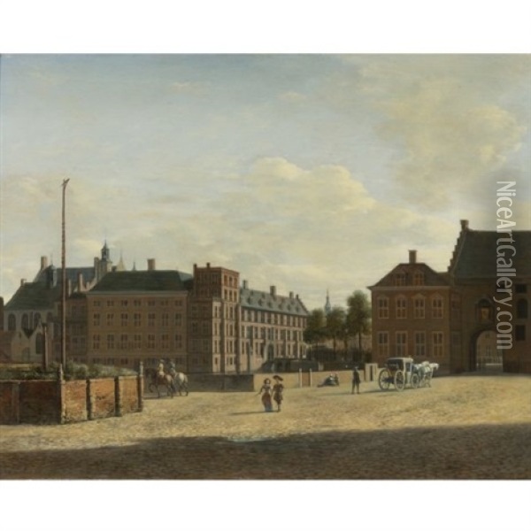 The Plaats With The Binnenhof And The Gevangenpoort, The Hague Oil Painting - Gerrit Adriaensz Berckheyde
