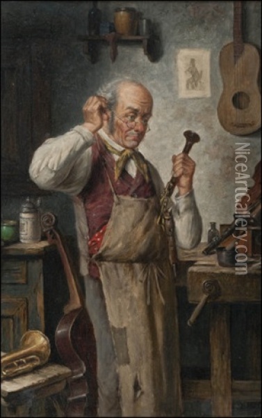 Soitinkorjaaja (the Instrument Repairman) Oil Painting - Carl Ostersetzer