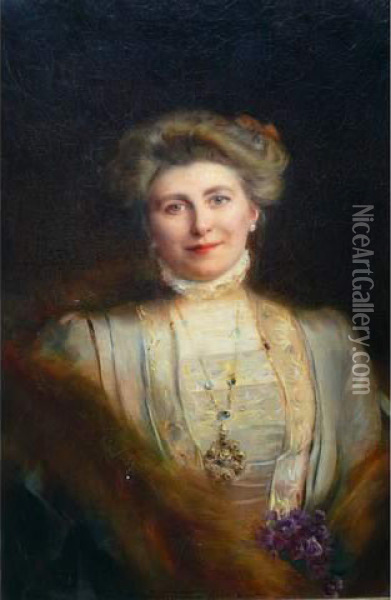 Portrait D'une Dame Dequalite Oil Painting - Albert Lynch