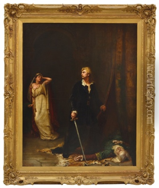 Hamlet Before The Body Of Polonius Oil Painting - Albert William Holden