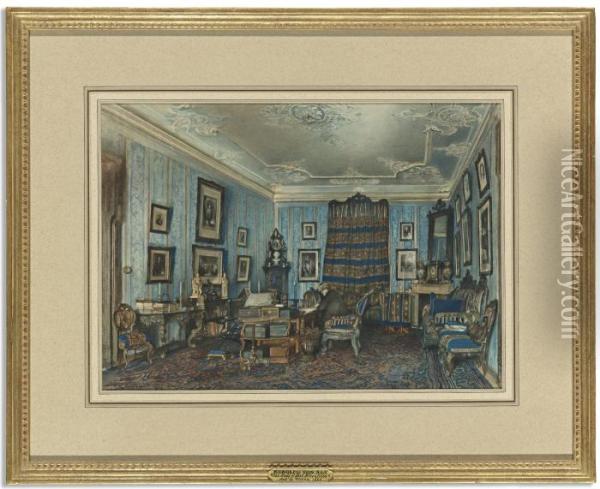 The Study Of Lord Bloomfield, Ambassador To Vienna Oil Painting - Rudolf Ritter von Alt
