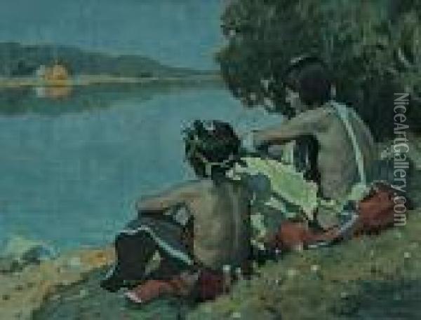 Moonlight - The Home Camp Oil Painting - Eanger Irving Couse