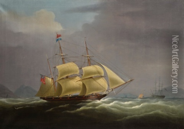 The Clipper 'red Rover' Off The China Coast Oil Painting - William John Huggins