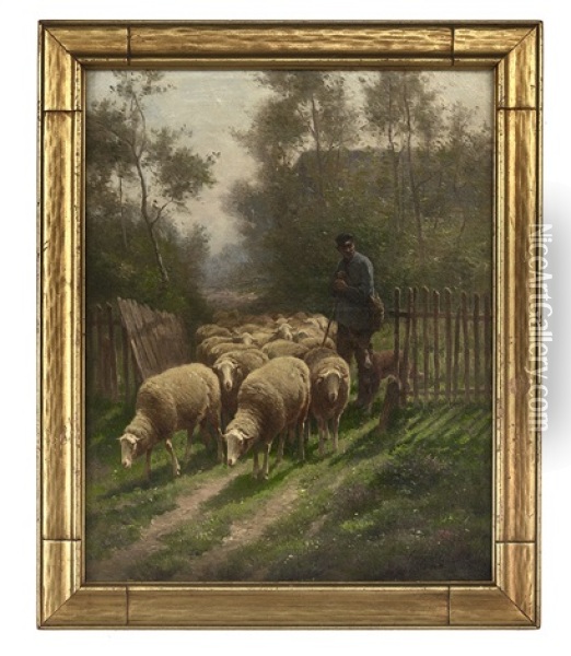 Shepherd Returning With His Flock Oil Painting - Franz De Beul