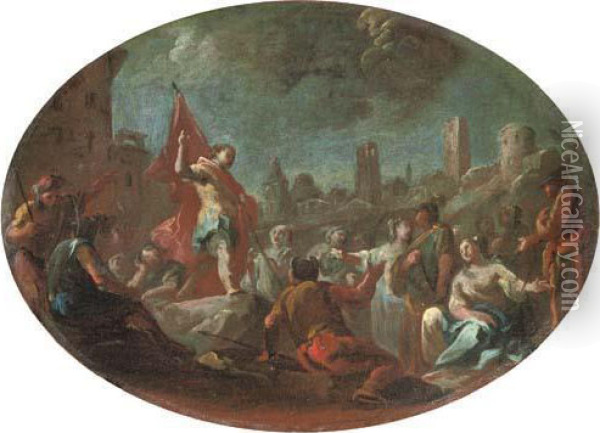 A Bozzetto: Saint George After His Triumph Over The Dragon Oil Painting - Francesco Solimena