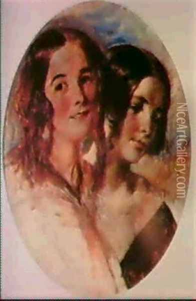 Portraits Of Rebecca Single- Ton And Elizabeth, Her Sister Oil Painting - William Etty