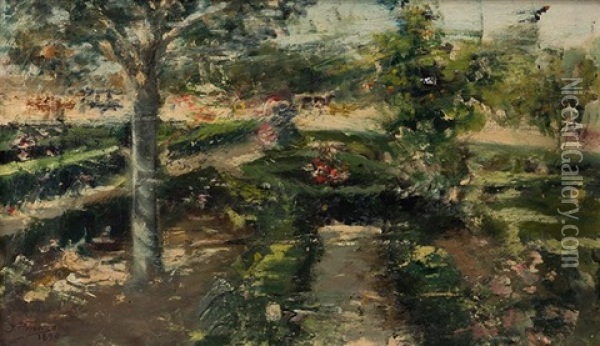 Jardin Oil Painting - Ignacio Pinazo Camarlench