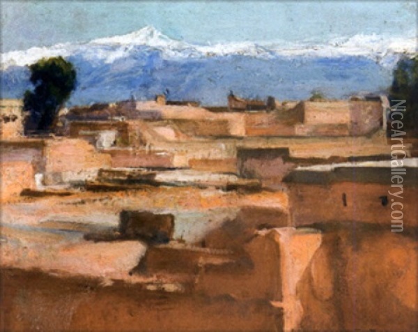 Vue De L'atlas De L'hotel Tazi, Marrakech Oil Painting - Marguerite Anne Rose Delorme