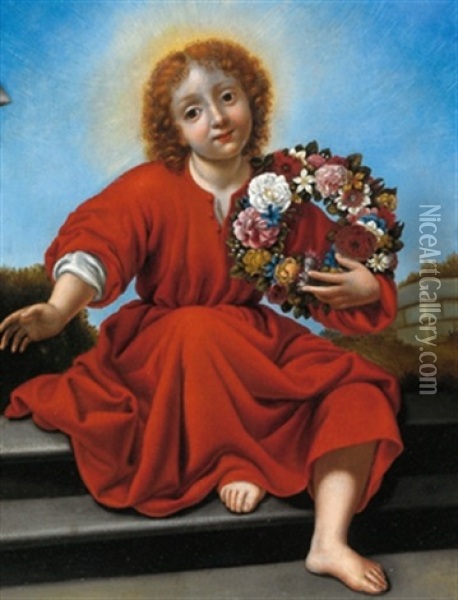 Il Gesu Bambino Con Fiori Oil Painting - Carlo Dolci