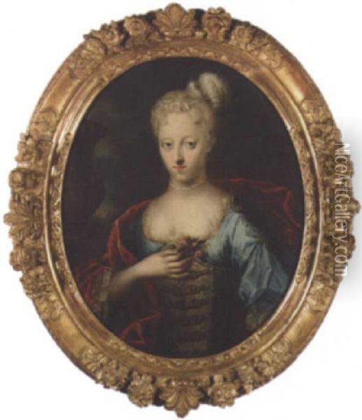 Portrait Of A Lady Depicted As Flora Oil Painting - Antoine Pesne