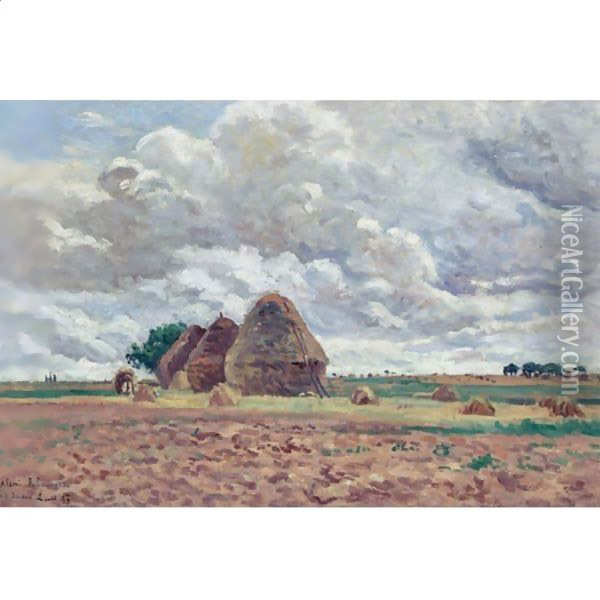 Eragny, Les Meules Oil Painting - Maximilien Luce