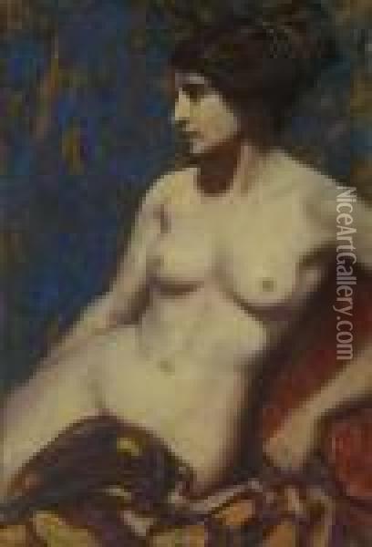 Weiblicher Halbakt. Oil Painting - Albert von Keller