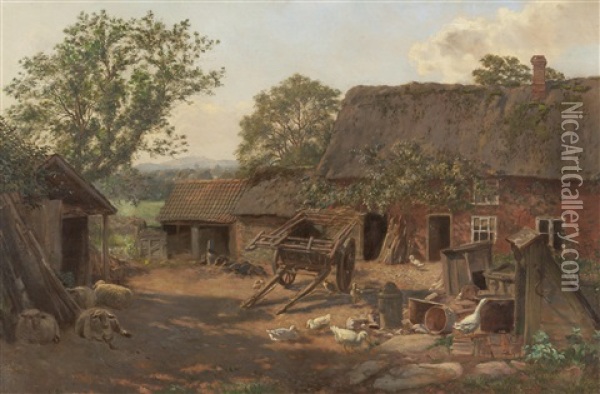 The Wheelwright's Cottage, Leicester Oil Painting - George Moore Henton