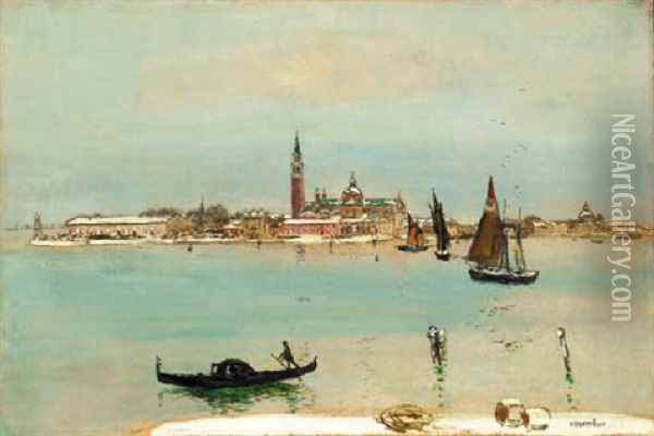 San Giorgio Sous La Neige, Venise Oil Painting - Jean Francois Raffaelli