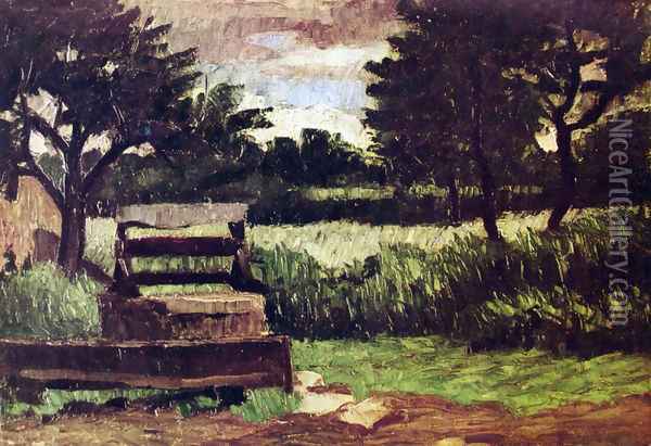 Landscape with wells Oil Painting - Paul Cezanne