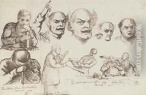 Studies made at the General Court of the Equitable Society on the 18th and 20th December, 1849 (one illustrated) Oil Painting - Sir George Hayter