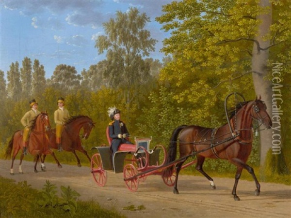 Zar Alexander I. Auf Einem Einspanner Oil Painting - Johann Jakob Biedermann