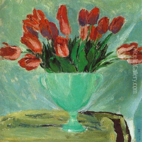 Tulpen In Gruner Vase Oil Painting - Koloman (Kolo) Moser