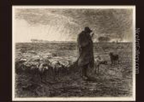 Sheep On The Way Back Oil Painting - Jean-Francois Millet