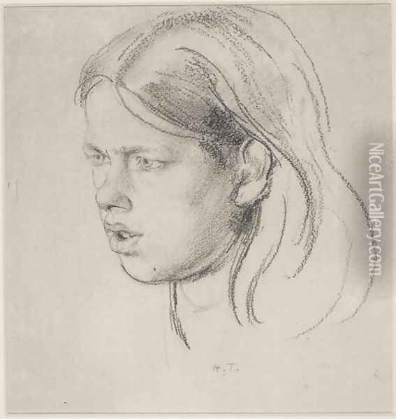 Head of a Girl Oil Painting - Henry Tonks