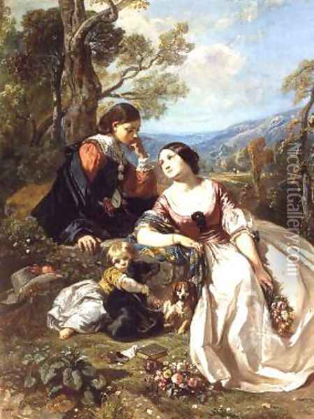 A Sentimental Conversation, 1843 Oil Painting - Camille-Joseph-Etienne Roqueplan