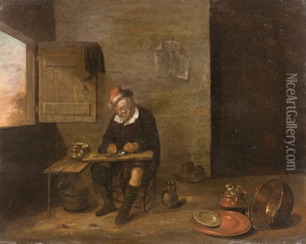 Mann Beim Ausnehmen Eines Fisches Oil Painting - Quiringh Gerritsz van Brekelenkam