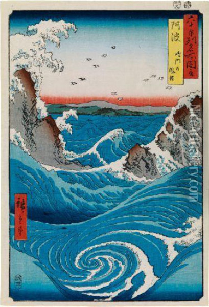 Awa (les Tourbillons De Naruto A Awa) Oil Painting - Utagawa or Ando Hiroshige
