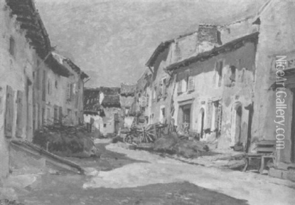 La Rue De Village Oil Painting - Edmond Marie Petitjean