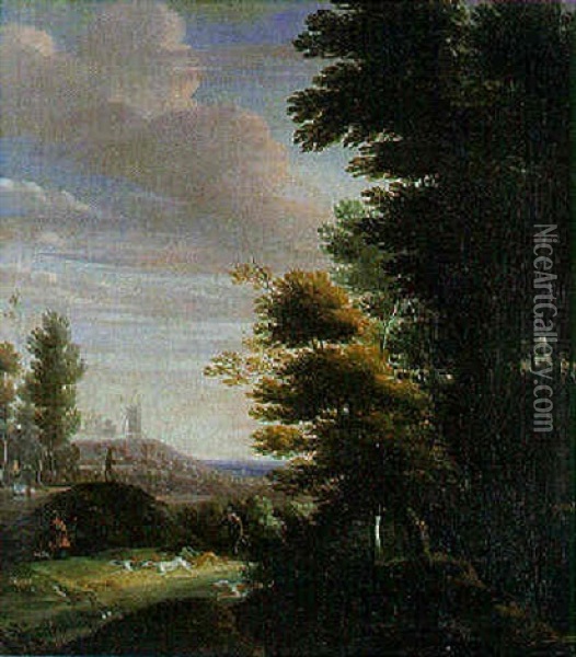 Chasseurs Dans Un Paysage Oil Painting - Jacques d' Arthois