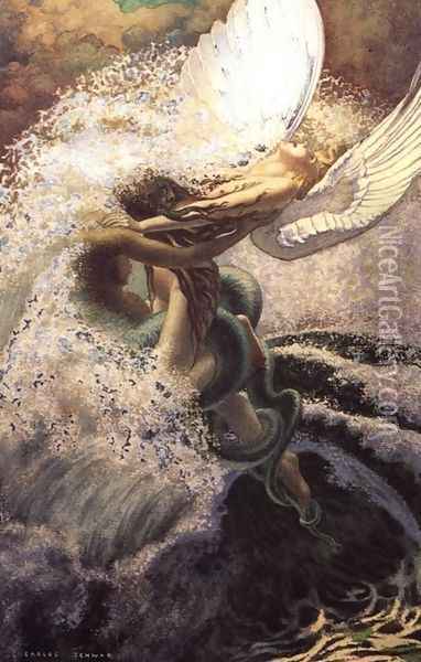 Spleen and Ideal Oil Painting - Carlos Schwabe