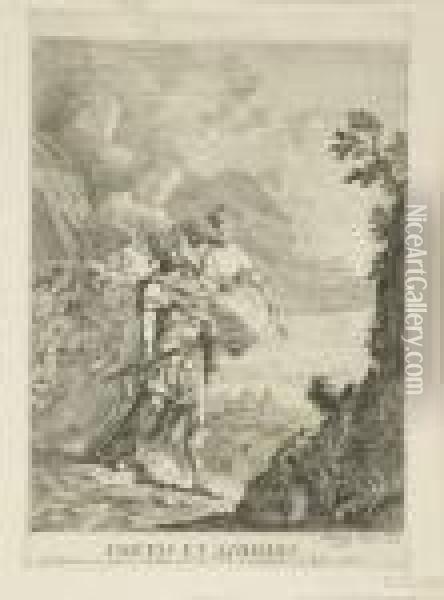 Thetis Et Achilles - Menelaus Et Paris. Oil Painting - Johann Heinrich Ii Tischbein
