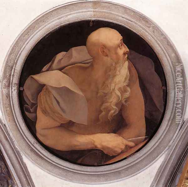 St John the Evangelist c. 1525, Oil on wood Oil Painting - (Jacopo Carucci) Pontormo