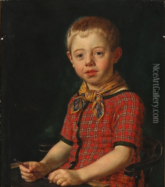 Portrait Of A Boy Oil Painting - Jorgen Roed