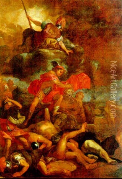 Minerva E Perseo Con La Testa Di Medusa Oil Painting - Giulio Carpioni