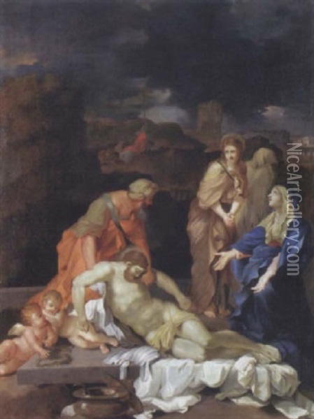 La Deploration Sur Le Christ Mort Oil Painting - Sebastien Bourdon